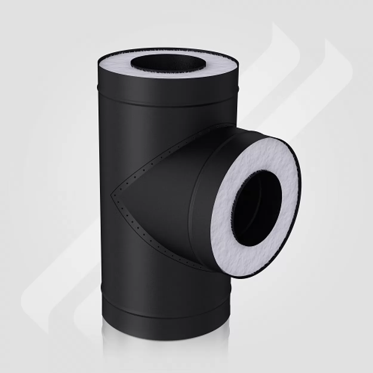 тройник сендвич 90° d=200/300, aisi 439/оц, цвет чёрный муар, 0,8/0,5мм (magma)